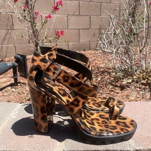 Fun Animal print strapped clog heel